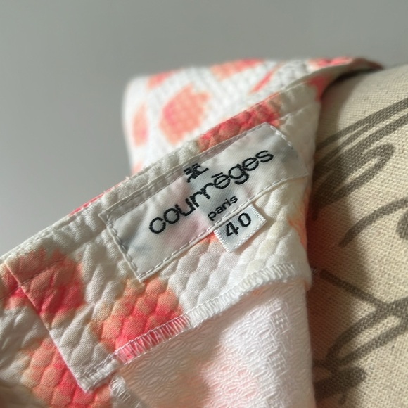 Courrèges Paris size 40 Dress Pink Paint in White Cotton - Picture 6 of 7